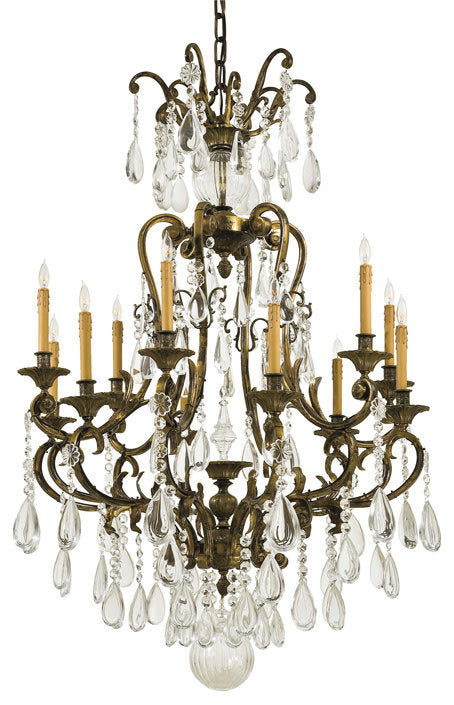 Metropolitan N950115 12 Light 38.25"W 1 Tier Candle Style Crystal - OxidizedBy Minka Aire