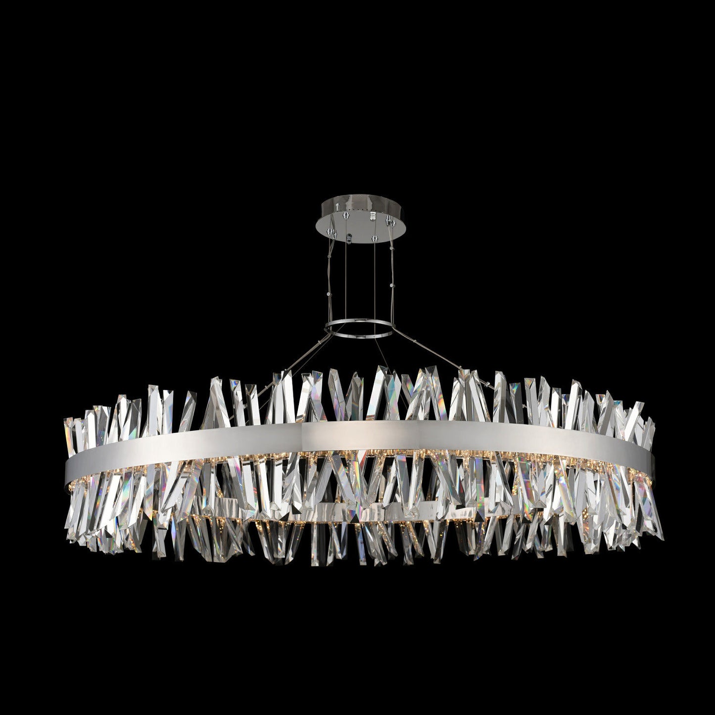 Allegri 030257 Glacier 2 Light 60"W LED Ring Chandelier - ChromeBy Allegri Crystal by Kalco Lighting
