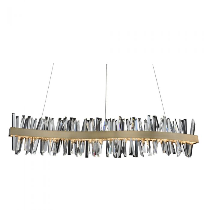 Allegri Glacier 60" Wide LED Chrome Crystal Wave Modern Linear Pendant