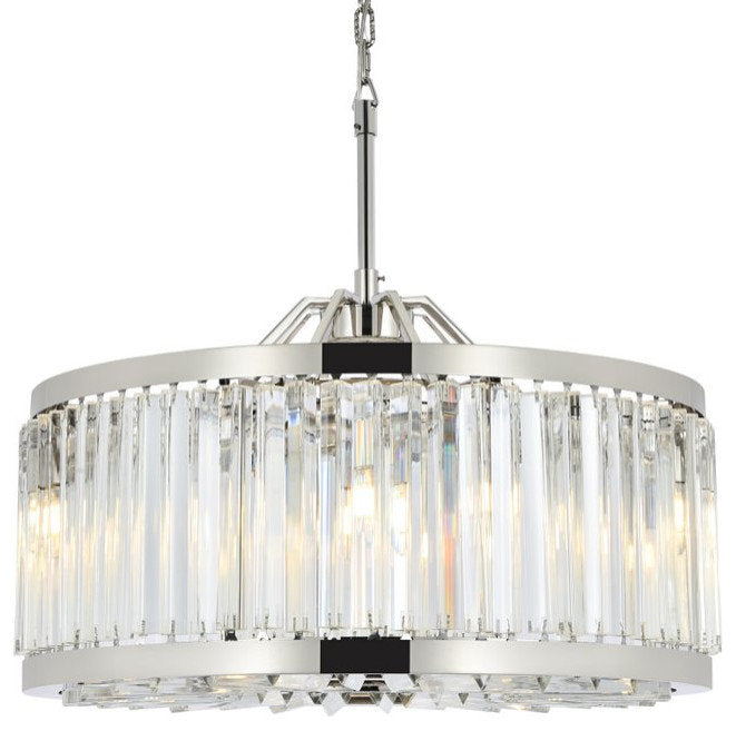 Elegant 1203D28PN/RC Chelsea 8-Light Polished Nickel Chandelier ClearBy Elegant Furniture & Lighting