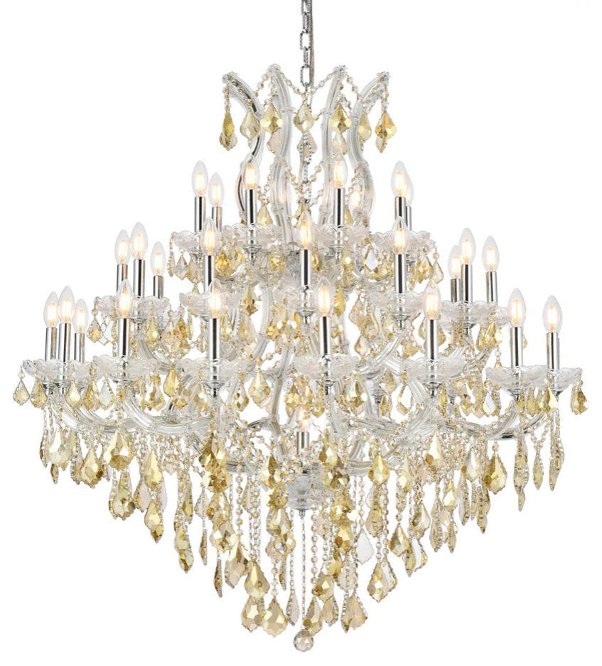 Elegant 2800G44C-GT/RC Maria Theresa 37-Light Chrome Chandelier Golden TeakBy Elegant Furniture & Lighting