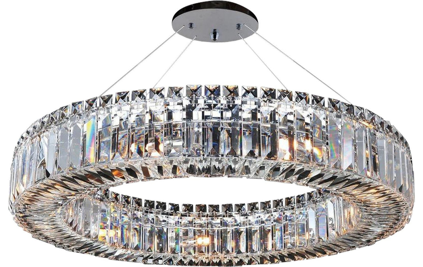 Chrome Rondelle Pendant With Clear CrystalsBy KALCO LIGHTING