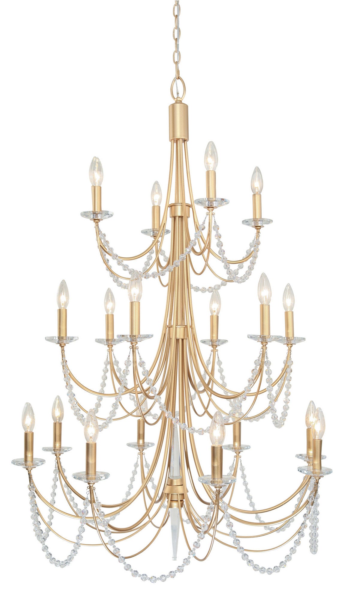 .- Brentwood 18-Lt 3-Tier Chandelier - French GoldBy Varaluz