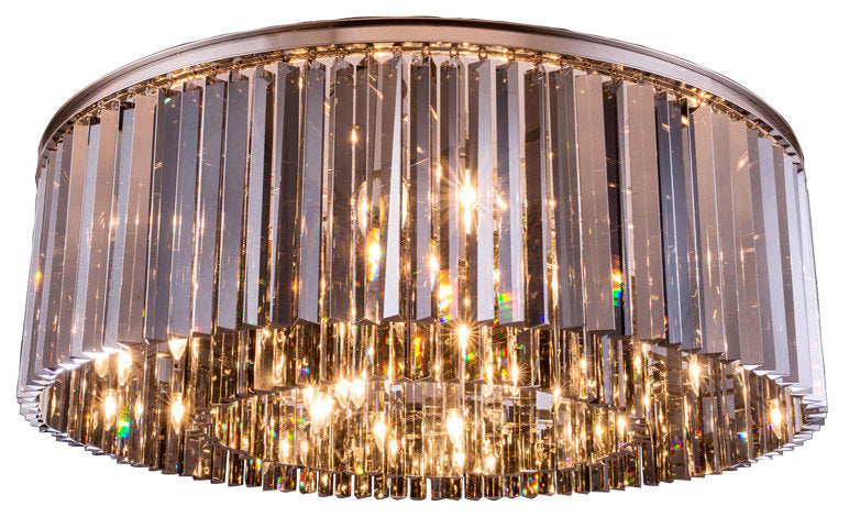 Sydney 10 Light Flush Mount in Polished Nickel with (Grey) Royal Cut CrystalBy Urban Classic