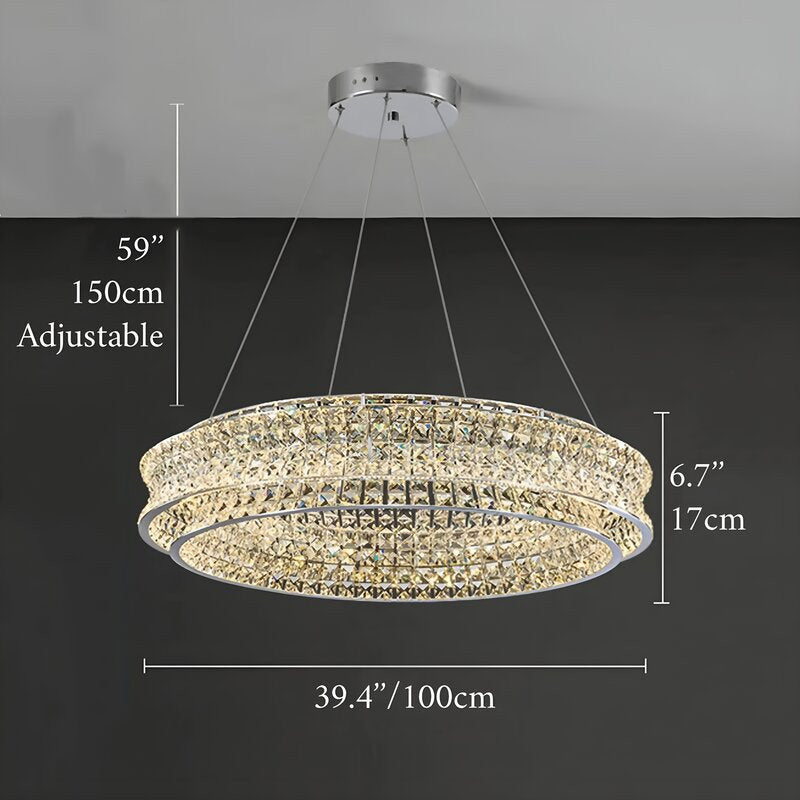 Albano Vercellese | Chic Chrome/Gold Creative Round Crystal Chandelier, Gold, 1 Ring Large - Dia39.4xh6.7" / Dia100xh17.7cm, Cool LightBy Miron Demid LLC