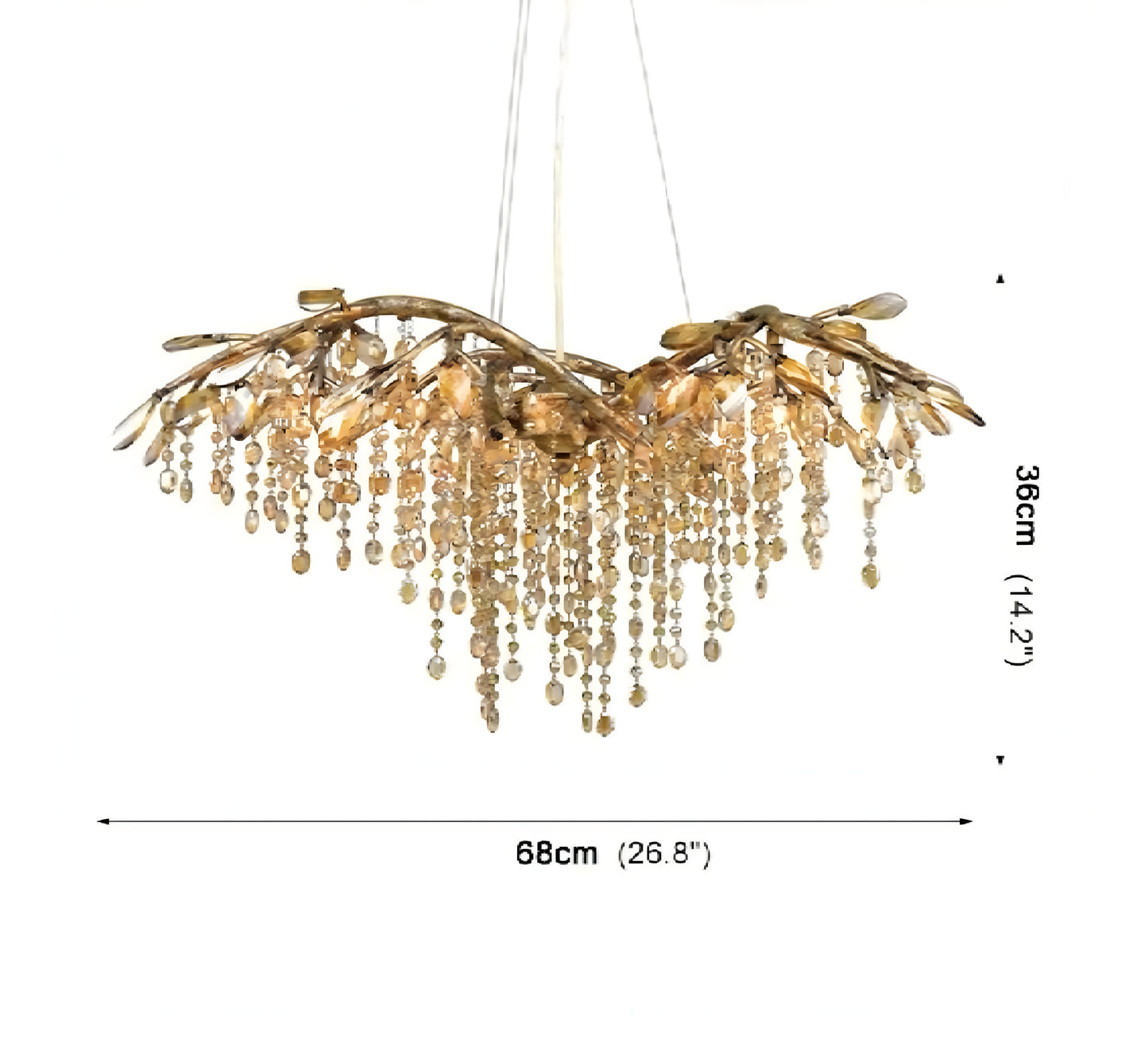 Alfiano Natta | Luxury Gold/Chrome Vintage Crystal Hanging Lamp For Living Room, Gold, Dia26.8"By Miron Demid LLC