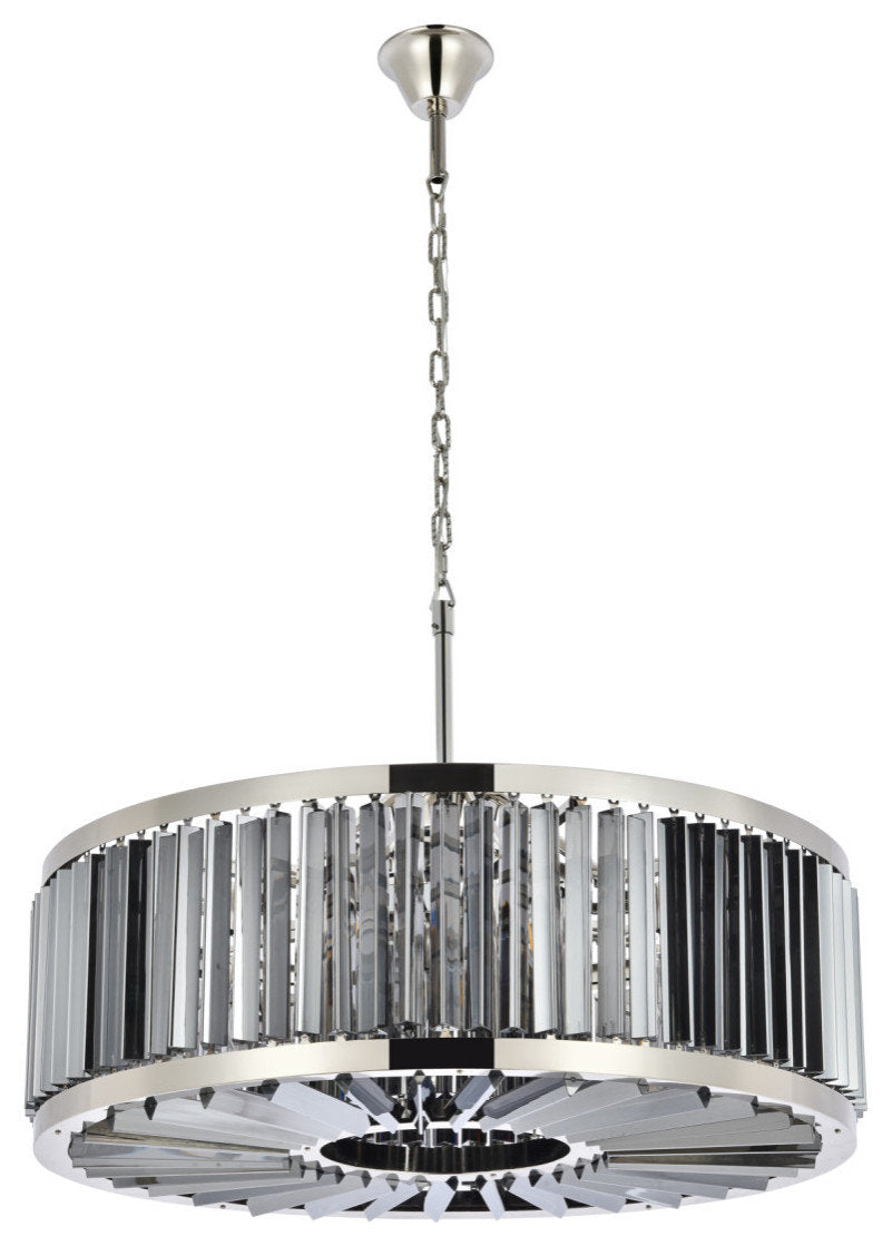 Elegant Lighting 1203D35-SS/RC Chelsea 10 Light 36"W Crystal Drum - PolishedBy Elegant Furniture & Lighting