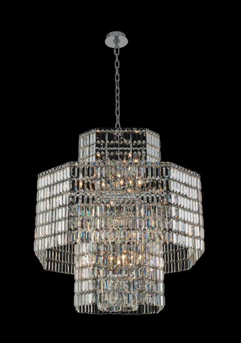 Allegri Livelli 20 Light 34" Pendant, Polished Chrome With Firenze CrystalBy Allegri Crystal by Kalco Lighting