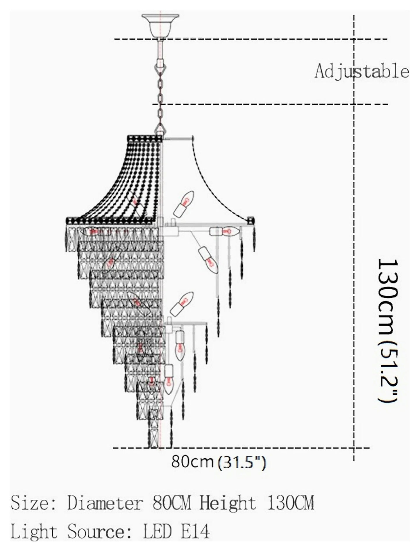 La Croix-sur-Roudoule | Duplex Spiral Crystal Stairway Chandelier, Dia31.5"By Miron Demid LLC