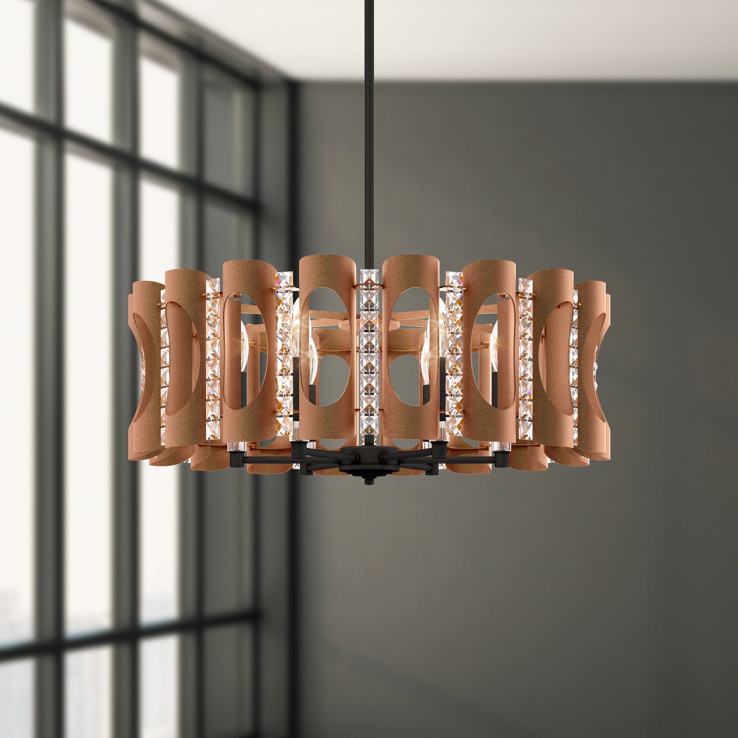 Schonbek Mr1006N-800H 6 Light Crystal Pendant, Corten SteelBy Schonbek