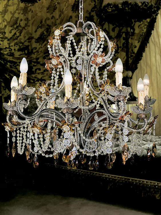 10 - Light Candle Style Classic / Traditional Chandelier with Crystal Accents