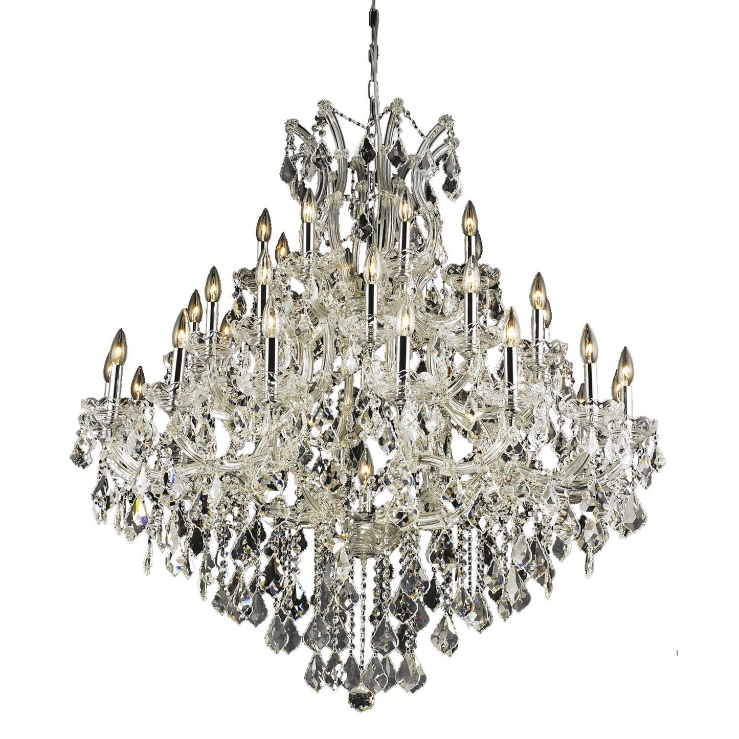 Chrome Thirty-Seven Light 44-Inch Chandelier with Royal Cut Clear Crystal
