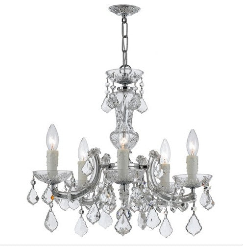 Five Light Hand Cut Crystal Mini-Chandelier