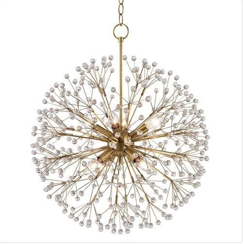 Aged Brass Eight-Light Chandelier