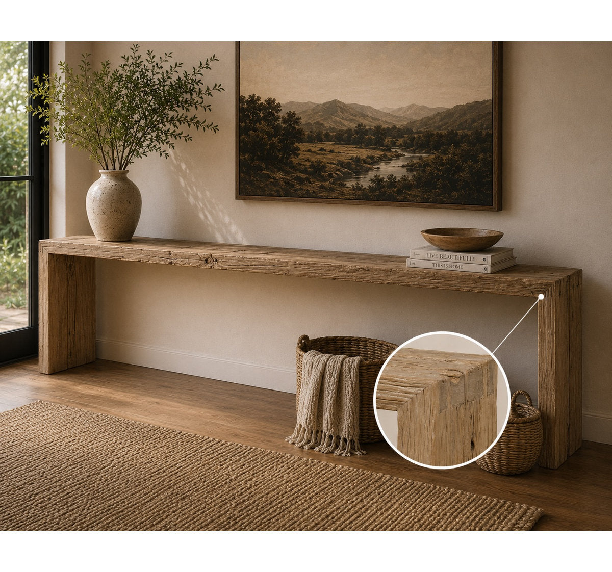 120'' Solid Wood Console Table