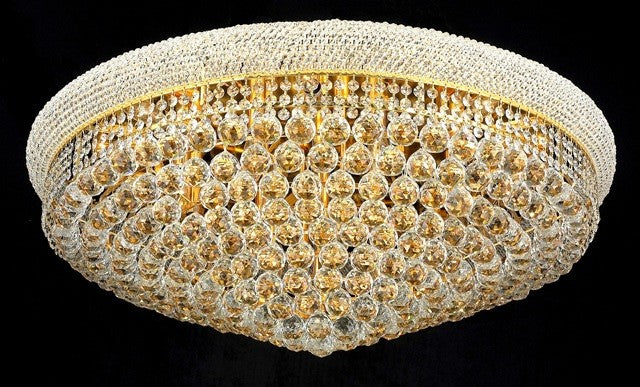 20 light gold plated crystal flush mount ceiling light dressed with crystal balls