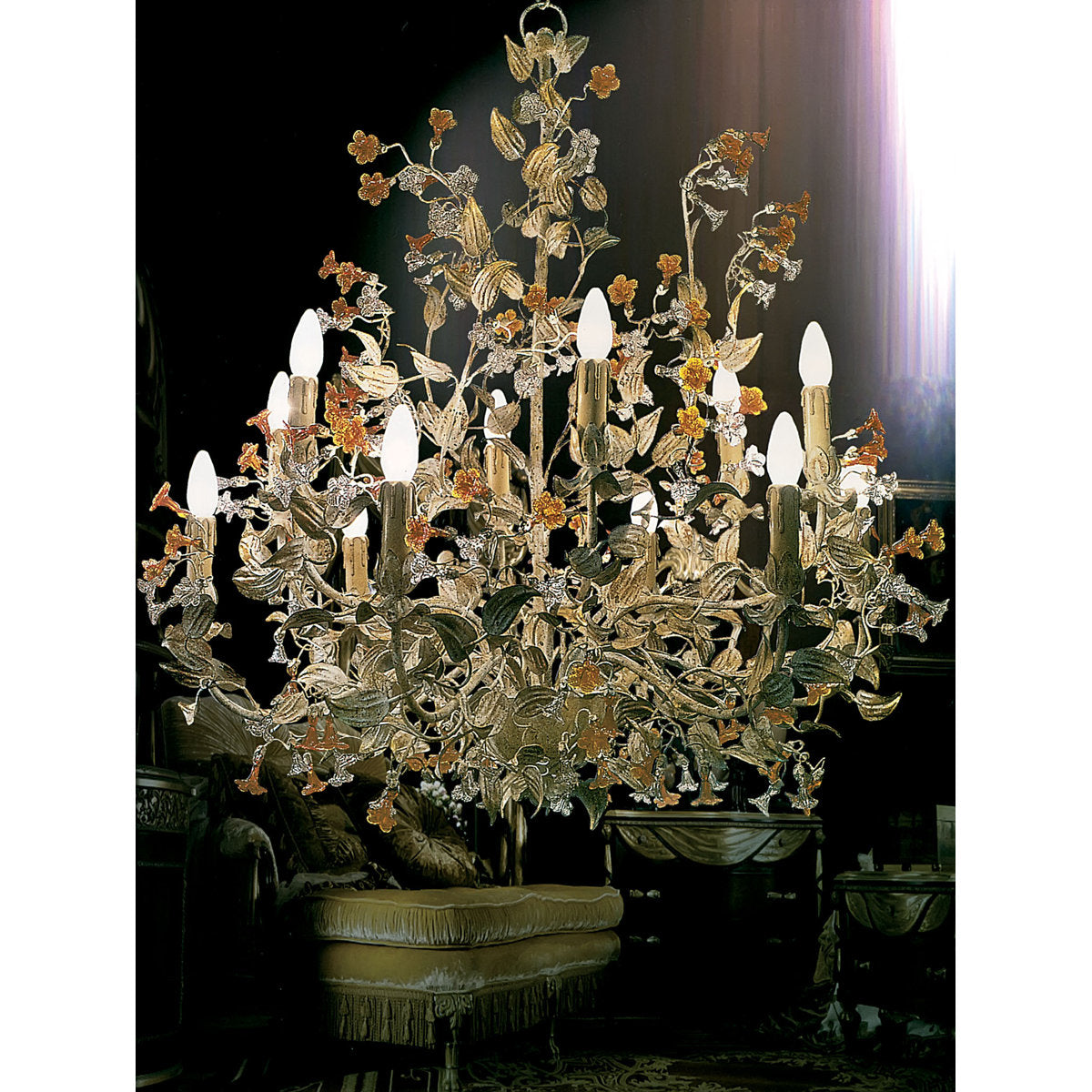 12 - Light Candle Style Classic / Traditional Chandelier with Crystal Accents