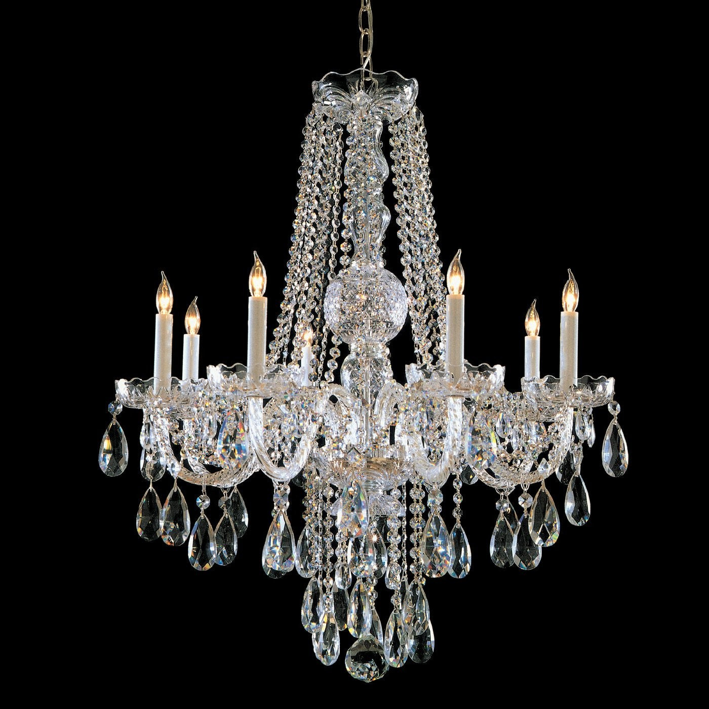Polished chrome 8 Light Bohemian crystal Chandelier