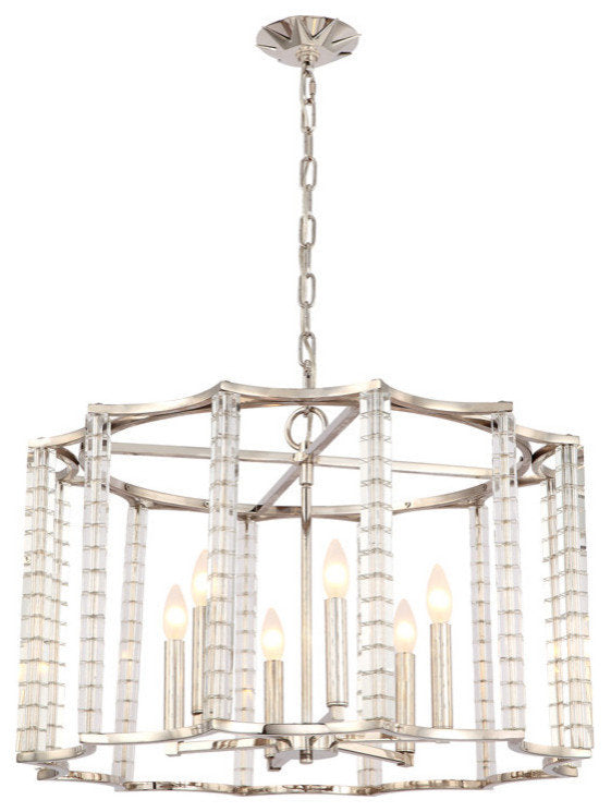 Carson 6 Light Polished Nickel ChandelierBy Crystorama Lighting