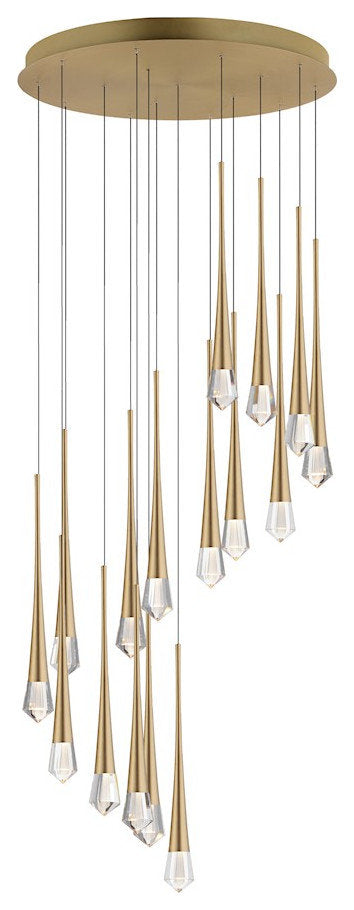ET2 Lighting Pierce 16 Light LED Chandelier, Gold/Clear Crystal, E24230-122GLDBy Maxim Lighting International