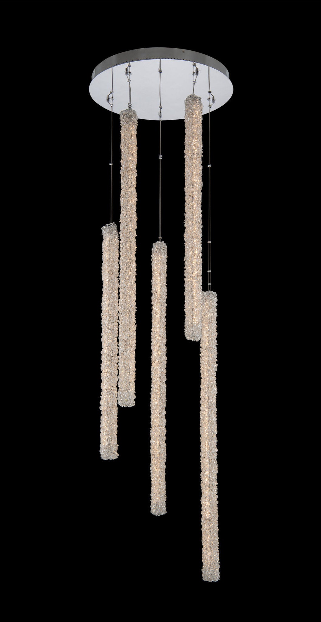 Lina 24x46" 5-Light Contemporary Pendant, Polished ChromeBy Allegri Crystal by Kalco Lighting