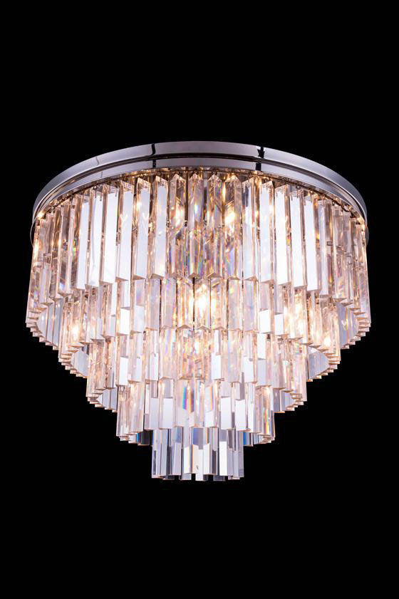 Sydney 17 Light Flush Mount, Polished Nickel, ClearBy Elegant Furniture & Lighting