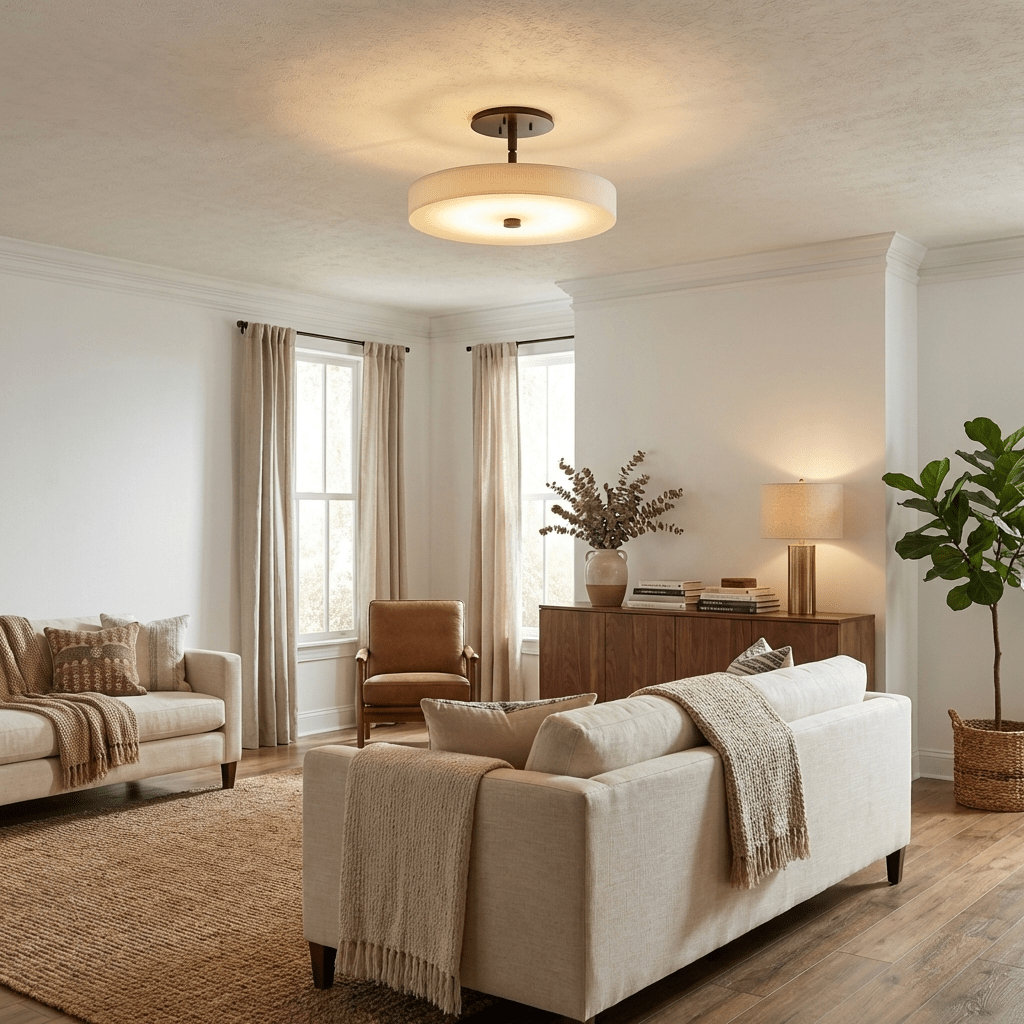Luma Linen Drum Ceiling Light