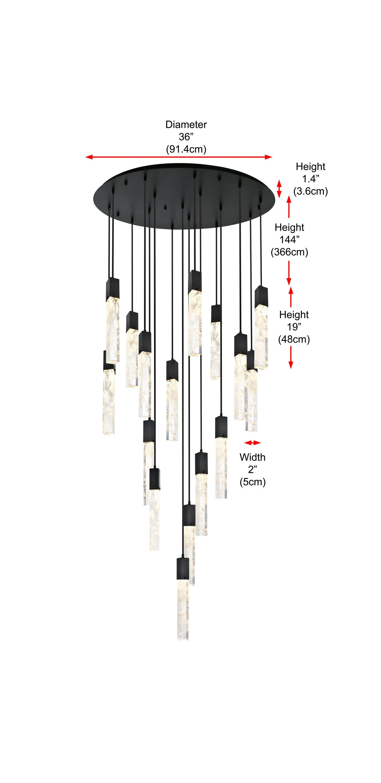Home Living 36" Chandelier, BlackBy Home Living