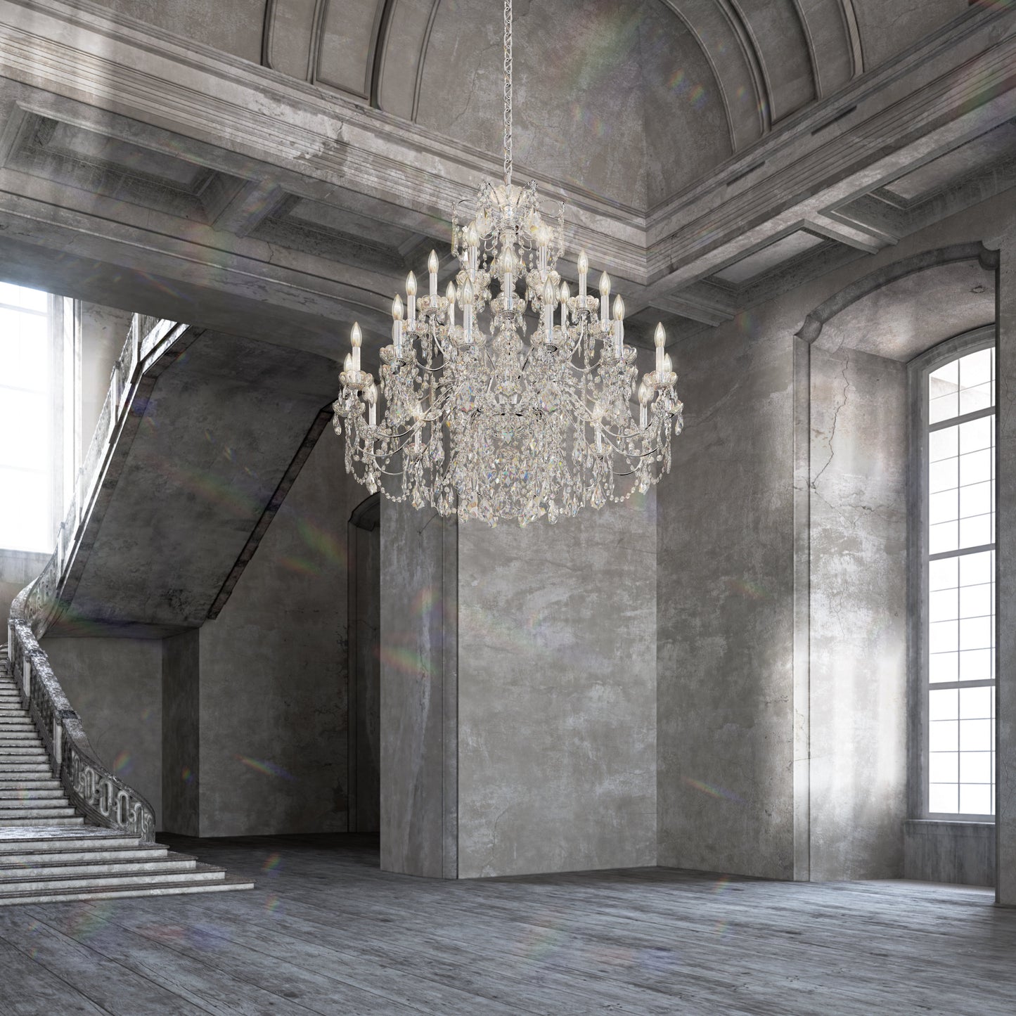 Schonbek 1718-44 28 Light Crystal Chandelier, Heirloom SilverBy Schonbek