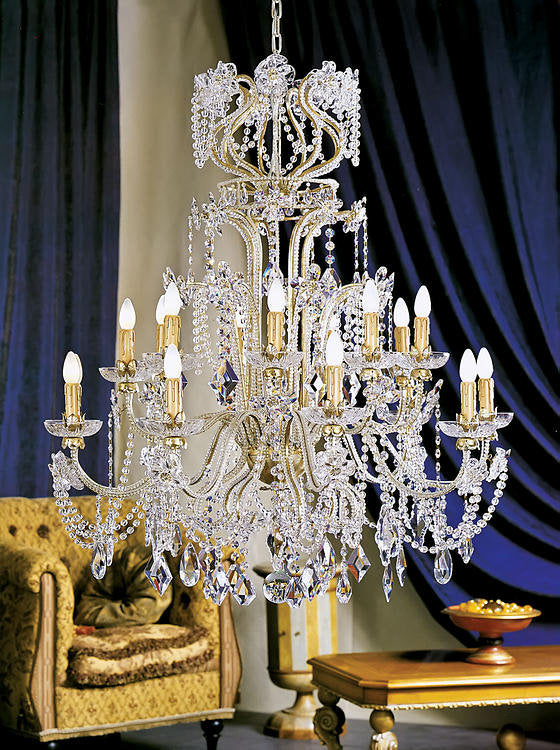 18 - Light Candle Style Empire Chandelier with Crystal Accents
