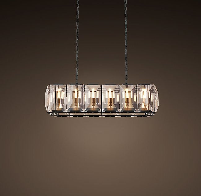 American-style rectangle 12 lights square crystal chandelier