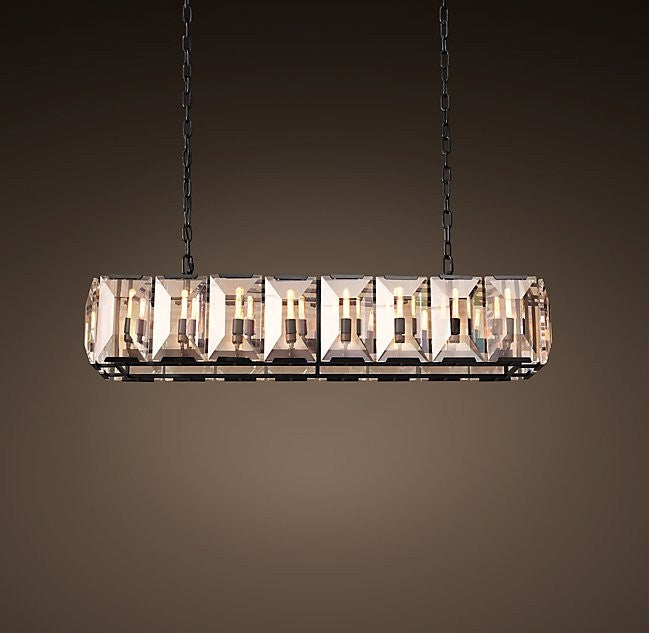 American-style rectangle 16 lights square crystal chandelier