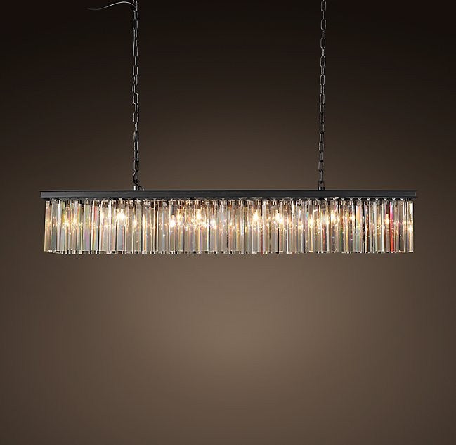 American single crystal rectangular 10 lights chandelier
