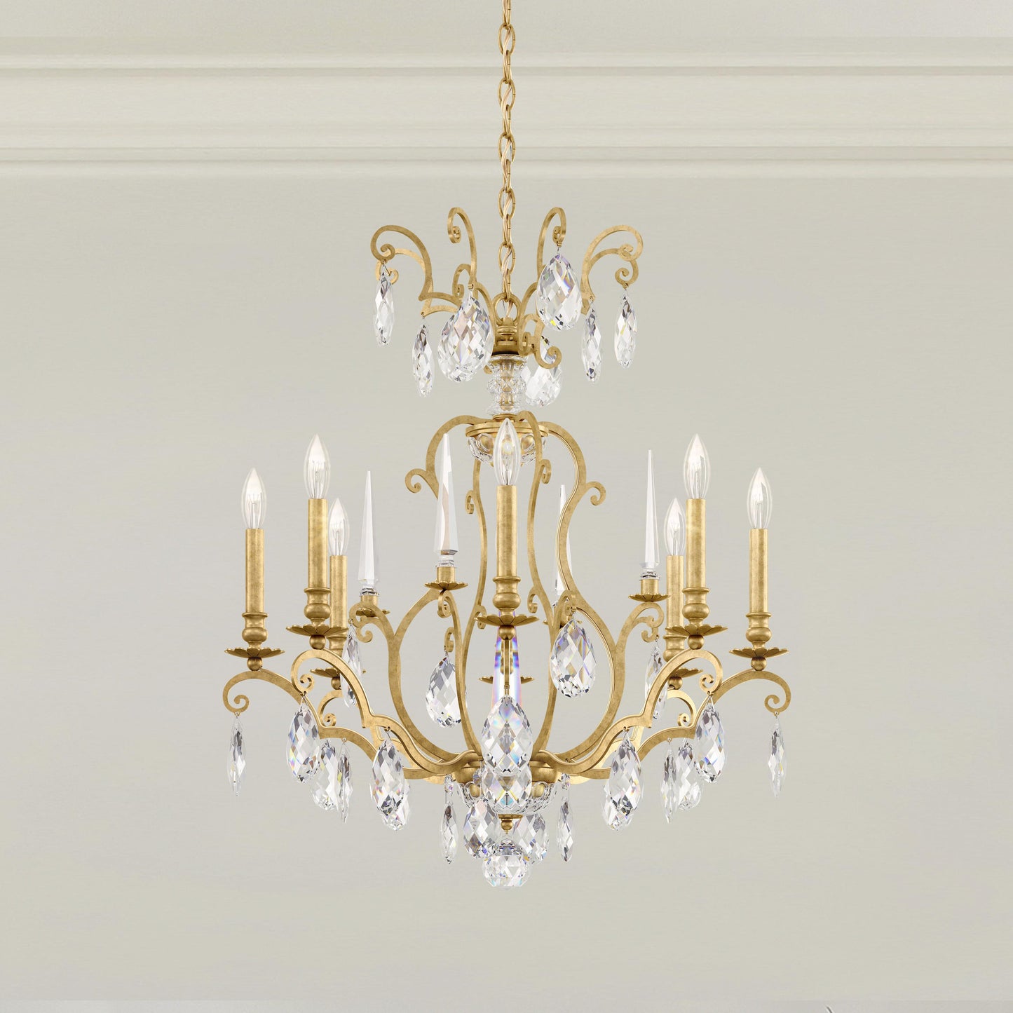 Schonbek Rn3871N-22H 8 Light Crystal Chandelier, Heirloom GoldBy Schonbek