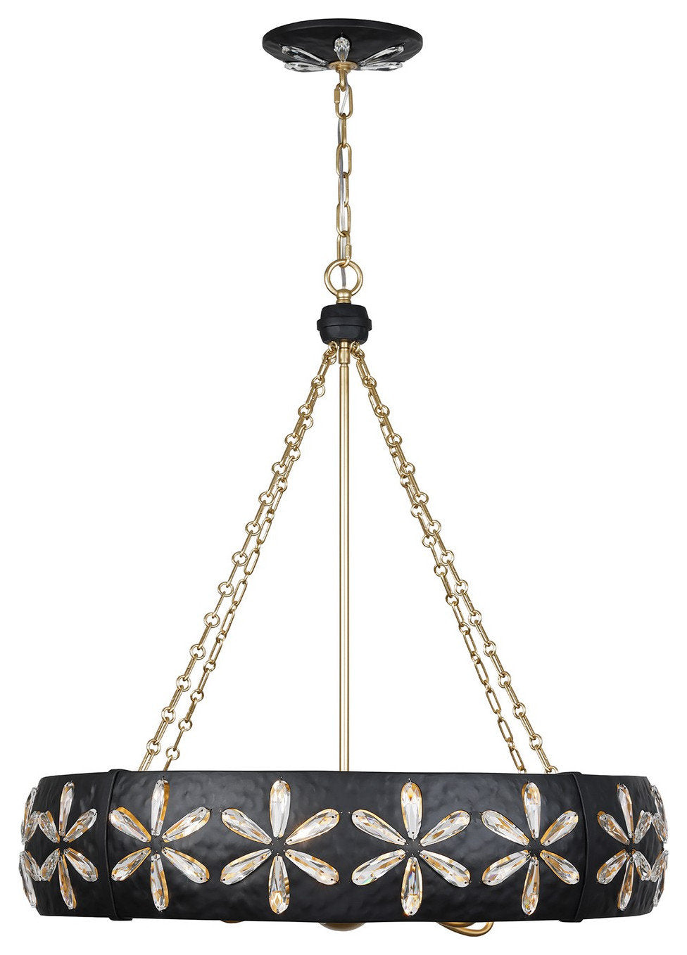 Venice Six Light Chandelier in Metropolis Black and GoldBy Savoy House