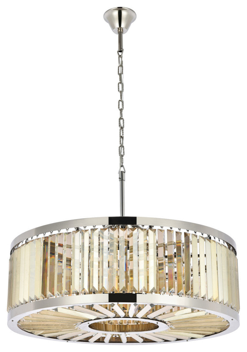 Elegant Lighting 1233D35-GT/RC Chelsea 10 Light 36"W Crystal Drum - PolishedBy Elegant Furniture & Lighting