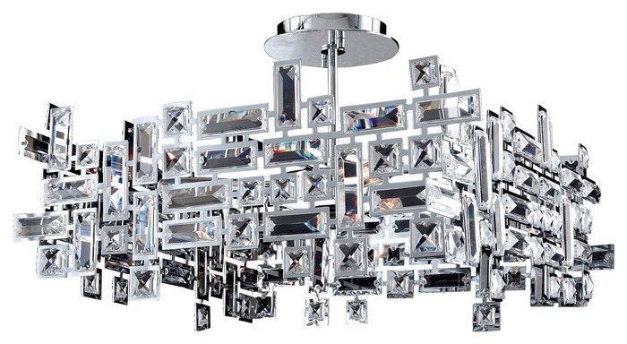 Allegri Crystal, Vermeer 8 Light, 21" Adjustable Square Pendant/Semi FlushBy Allegri Crystal by Kalco Lighting