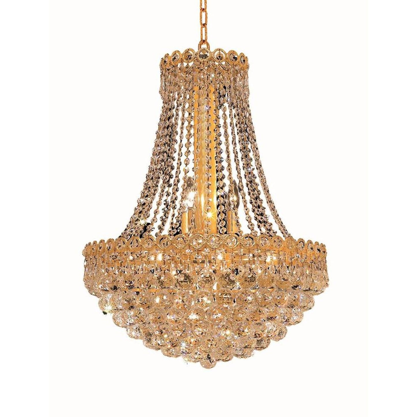 Century Round Gold Twelve-Light 20-Inch Chandelier with Royal Cut Clear Crystal