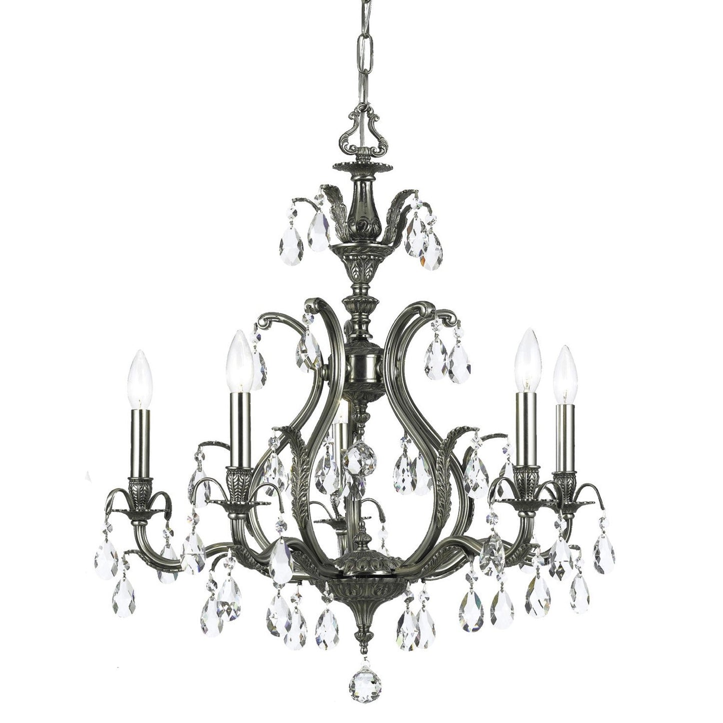 Five-Light Chandelier with Hand Polished Crystal