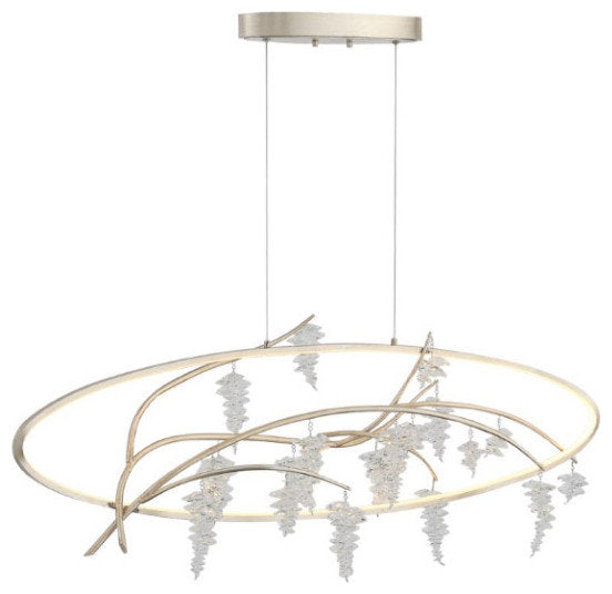 Orchard 1 Light Chandelier, Sliver Leaf with Antique Gold and CrystalBy ZEEV LIGHTING