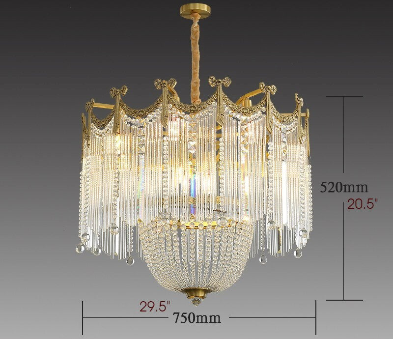 Imperia | Gorgeous Crystal Copper LED Chandelier for Dining Room, Bedroom, Dia29.5xh20.5"By Miron Demid LLC