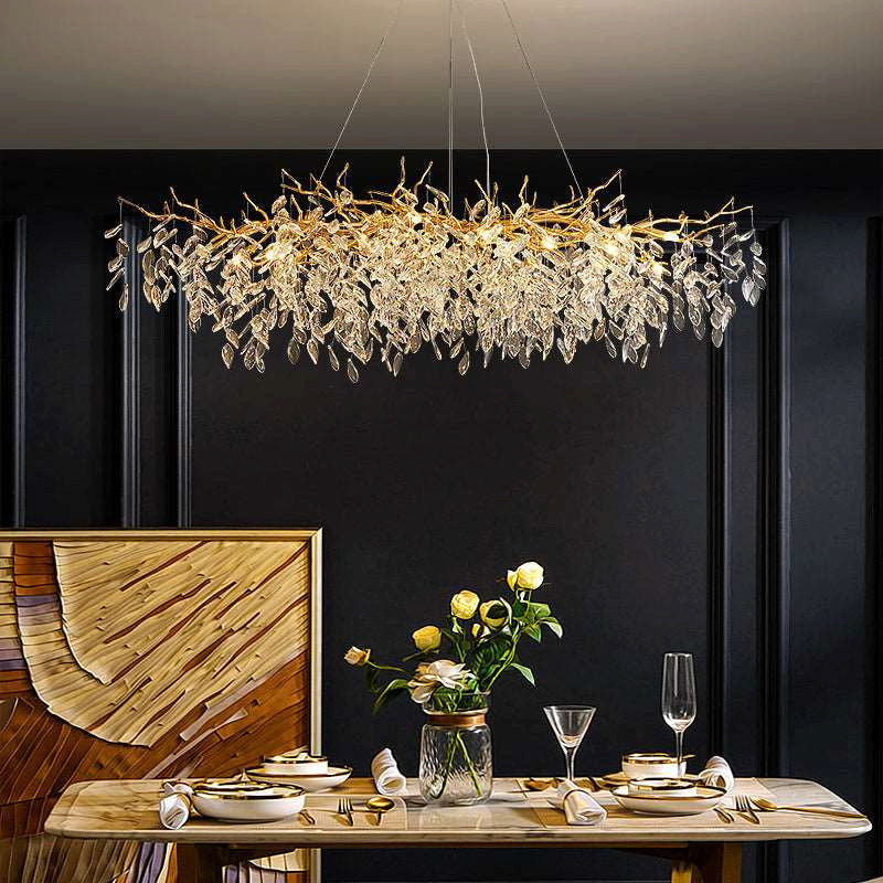 Albero Collection Crystal Chandelier, L47"xW20"xH17"By Morsale.com