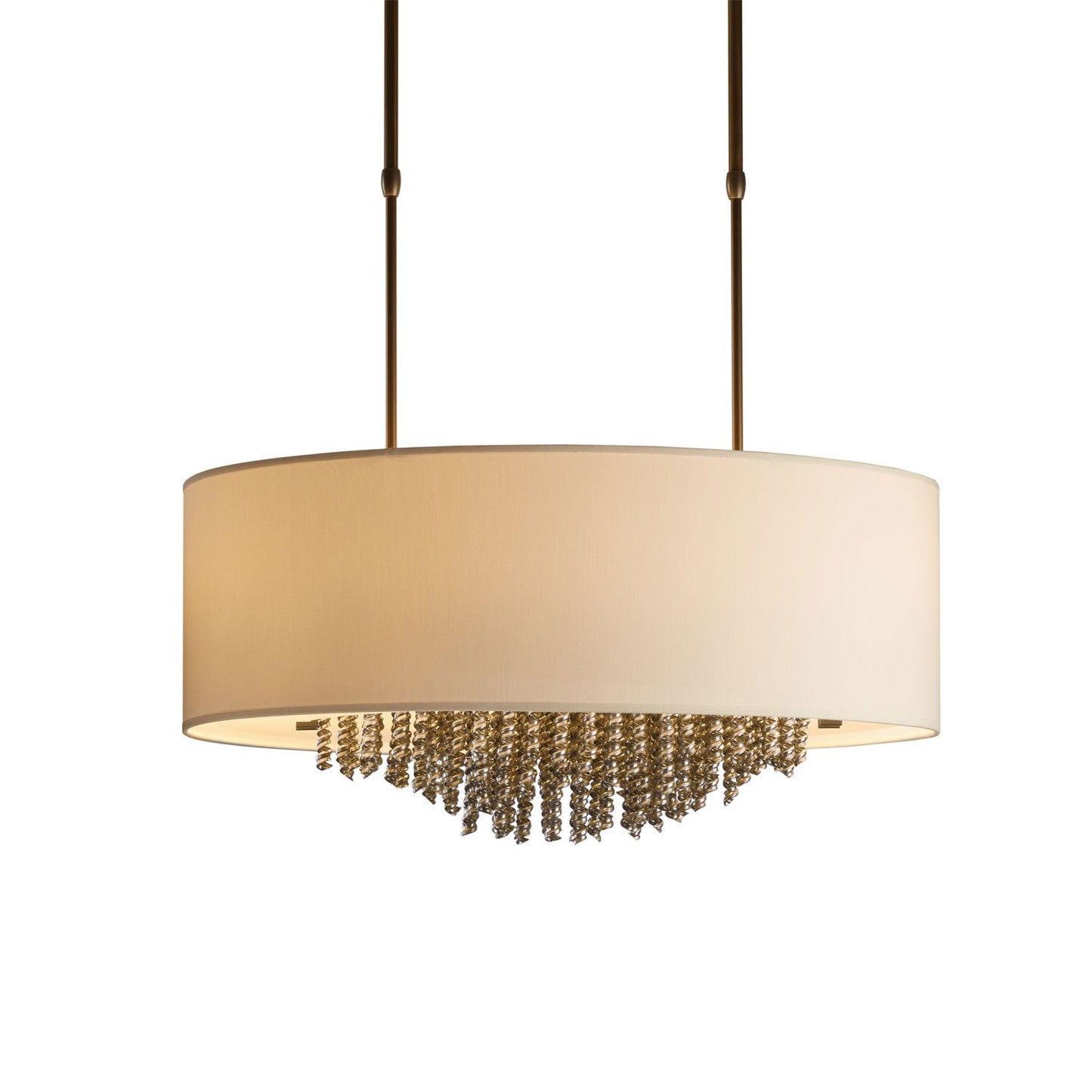 Bronze Four-Light Short Drum Pendant with Natural Anna Shade