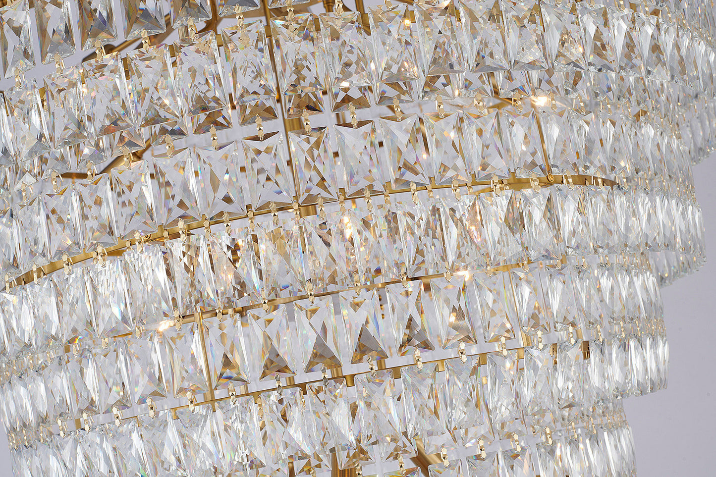 42" 32-Light Gold Metal 9-Tier Chandelier With Clear CrystalsBy Design Living