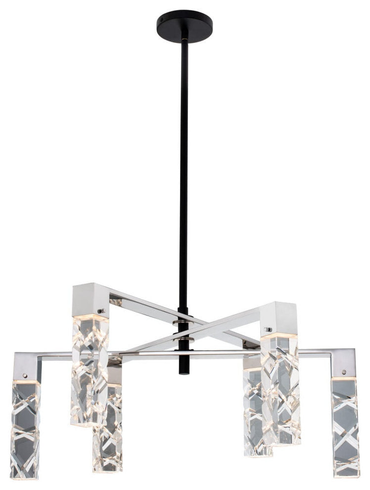 Serres Chandelier in Matte Black with Polished NickelBy Allegri Crystal by Kalco Lighting