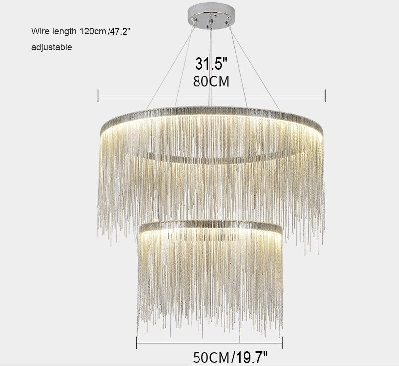 Zagarolo | Luxury Postmodern Round Silver Chandelier for Bedroom, Doubleround31.5"By Miron Demid LLC
