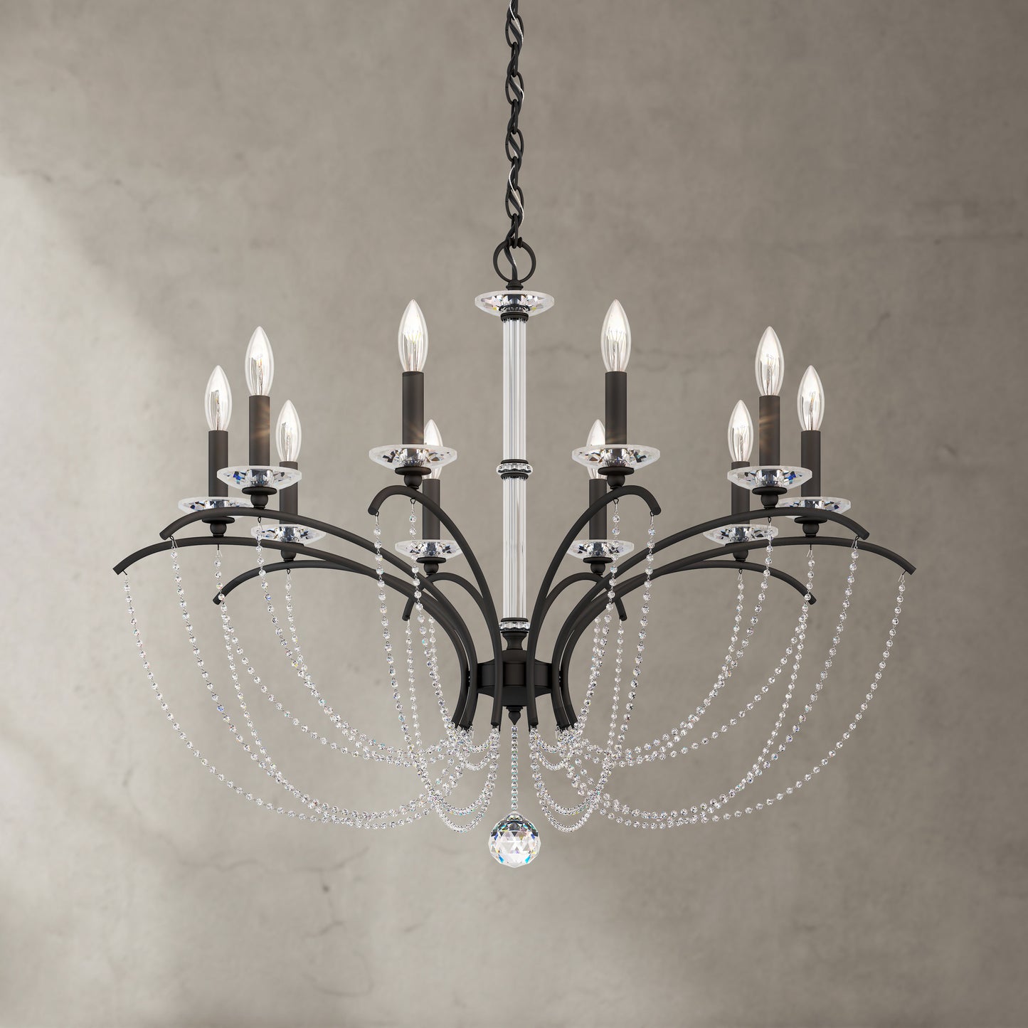 Schonbek Bc7110N-51H 10 Light Crystal Chandelier, Black MatteBy Schonbek