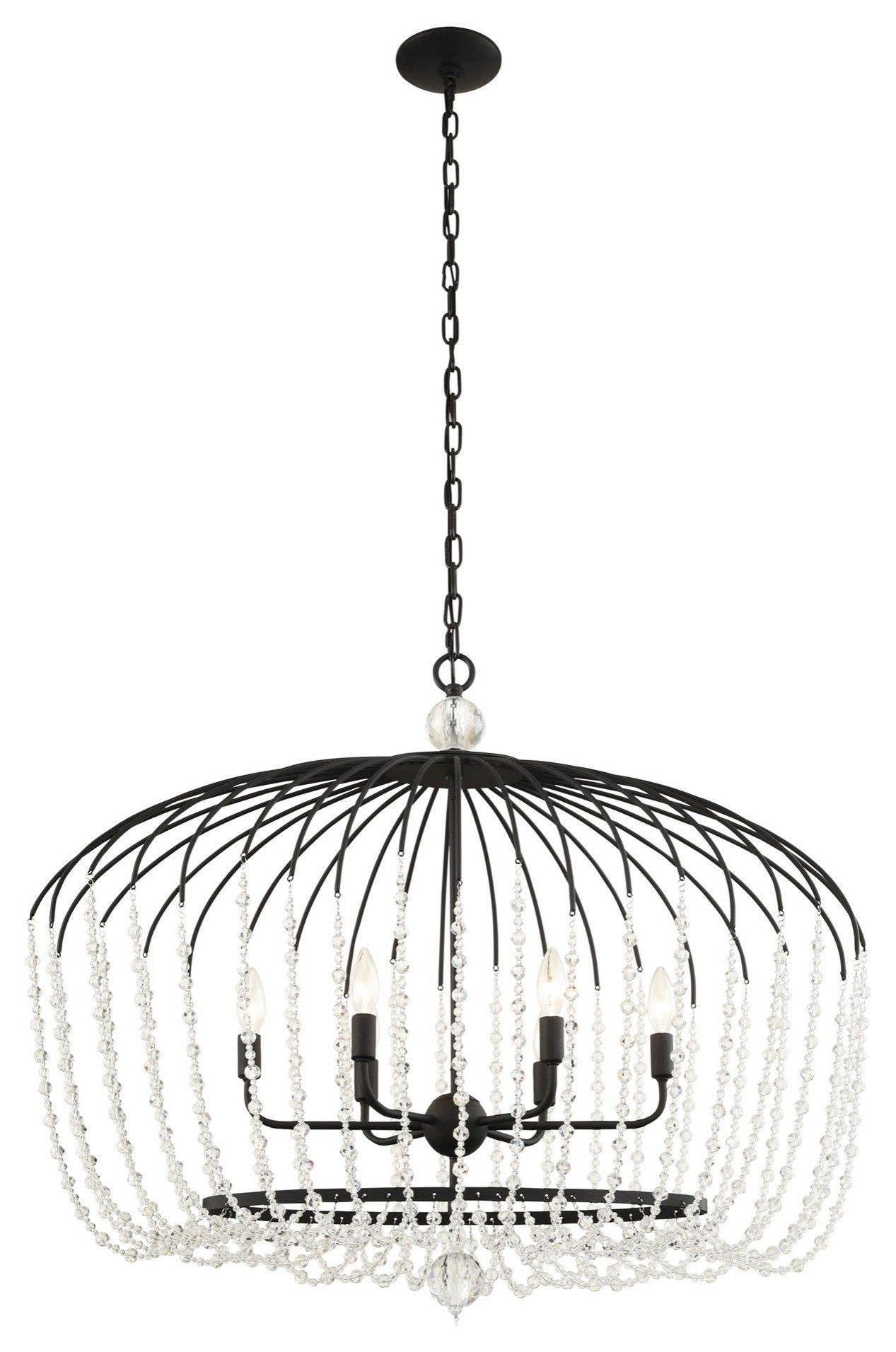 Voliere 6-Lt Crystal Oval Pendant - Matte BlackBy Varaluz