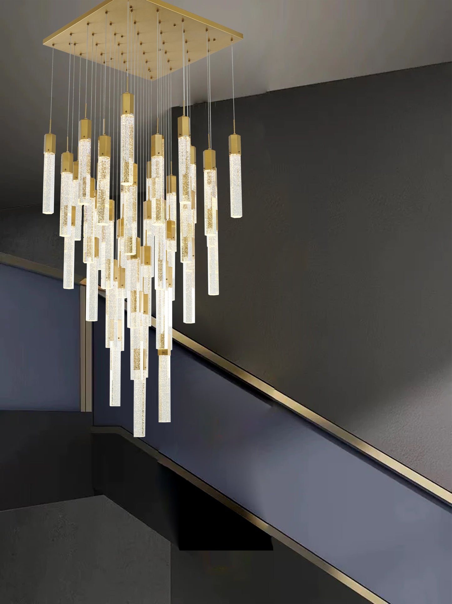 25-Light Gold Metal Chandelier With Clear Bubble Crystal AccentsBy Design Living