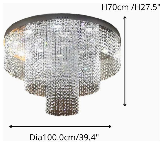 Accumoli | Modern Crystal LED Ceiling Lamp, Dia39.4xh27.5", Cool LightBy Miron Demid LLC